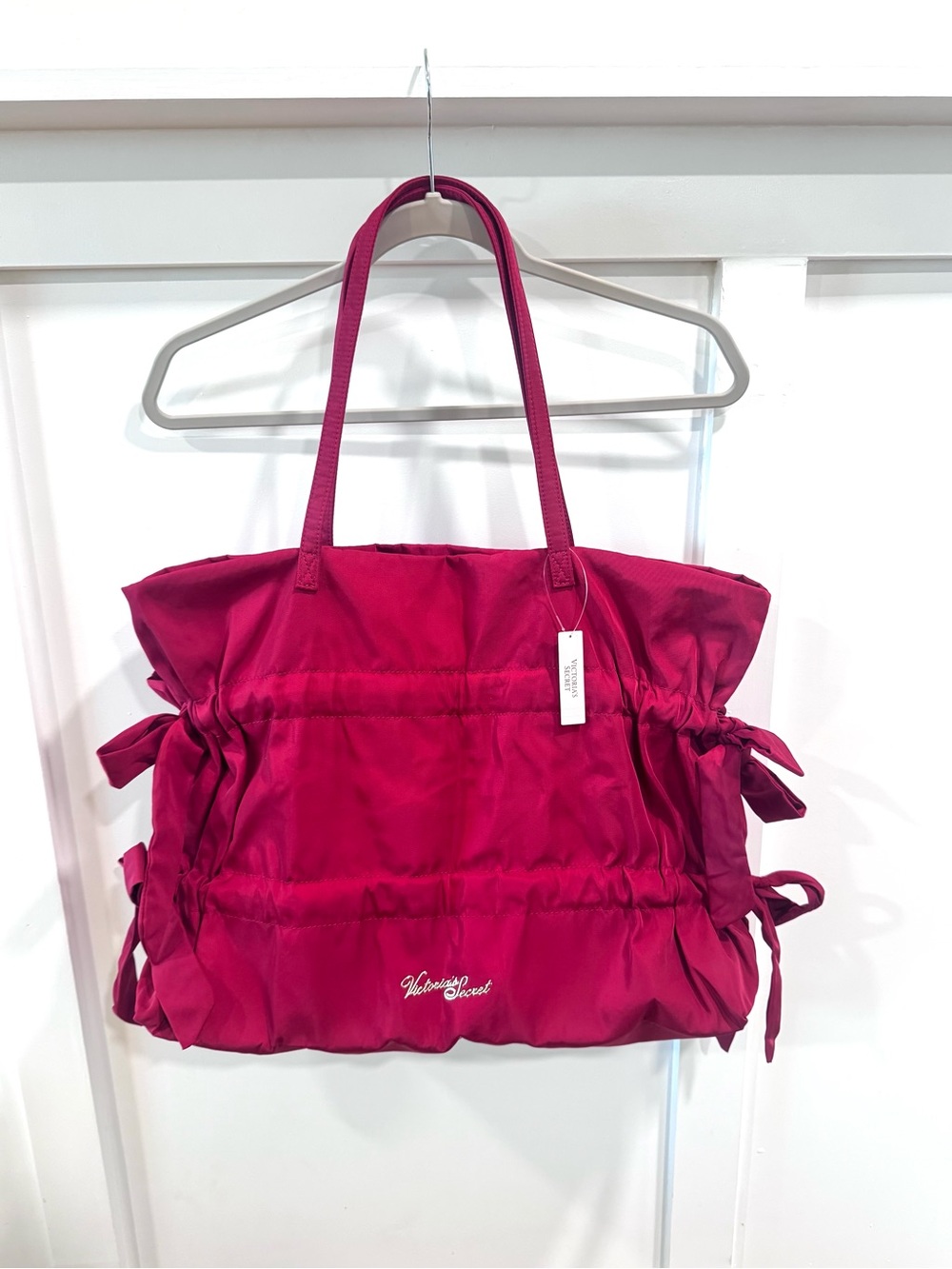 Victoria Secret Burgundy Red Bow Tote Bag